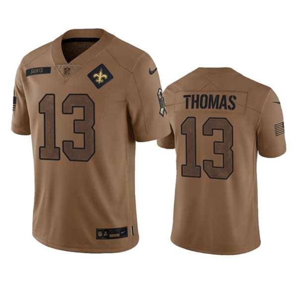 Men%27s New Orleans Saints #13 Michael Thomas 2023 Brown Salute To Service Limited Football Stitched Jersey Dyin